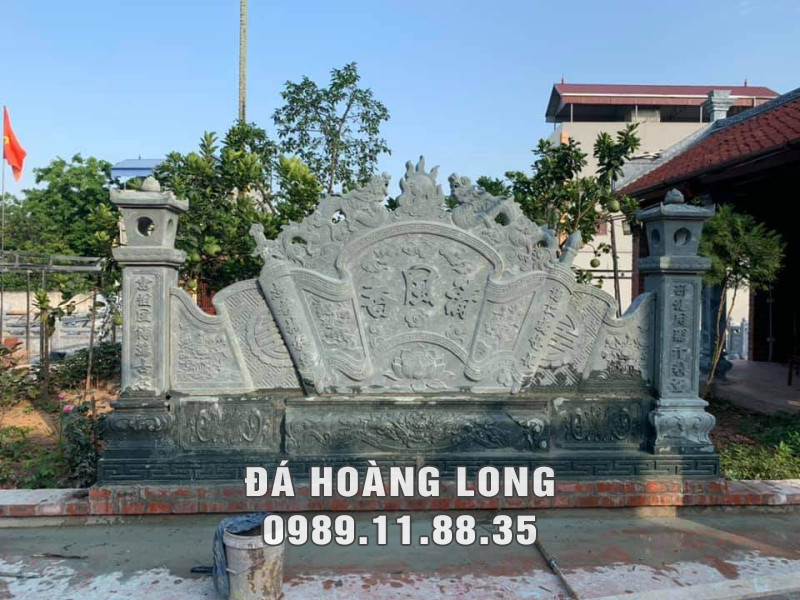Bình phong bằng đá xanh rêu Nhà thờ họ - Từ đường 1 Bình phong bằng đá xanh rêu Nhà thờ họ - Từ đường